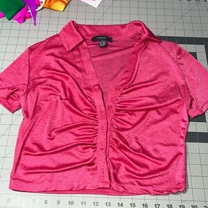 Shiny pink top with ruching